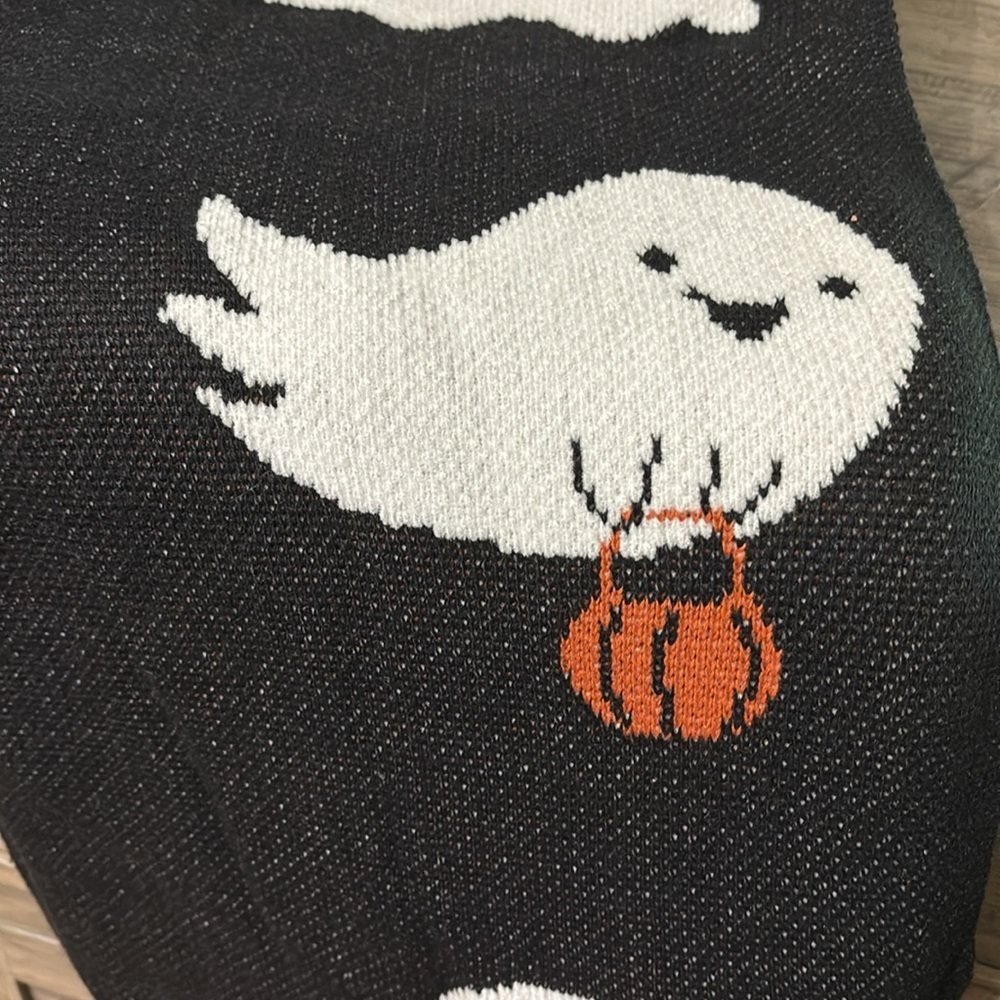 GOBLIN & GHOUL BLACK GHOST PUMPKIN JACK O LANTERN OVERSIZED HALLOWEEN THROW NWT - Picture 9 of 11